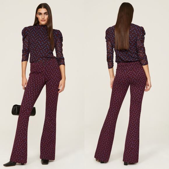 Diane Von Furstenberg Pants - Diane von Furstenberg Greg Pants Purple Floral Jacquard Pants Women’s Size 6